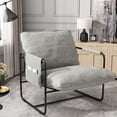 thumbnail image 6 of HomeZeer Metal Framed Sling Accent Chair, Living Room Accent Arm Chair with Removable Storage Bag, Linen Fabric Upholstered Leisure Chair for Reading Room, Beige, 6 of 8