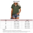 thumbnail image 2 of Top de manga corta para mujer Textura acanalada Media cremallera Cuello vuelto Camisa de verano de color puro OD Verde S, 2 of 2