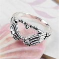 thumbnail image 4 of Love Hand Sign Rings for Women - Novelty Heart Shape Retro Alloy Rings Jewelry Accessory Gifts Size 5-10 (Silver, 9), 4 of 4