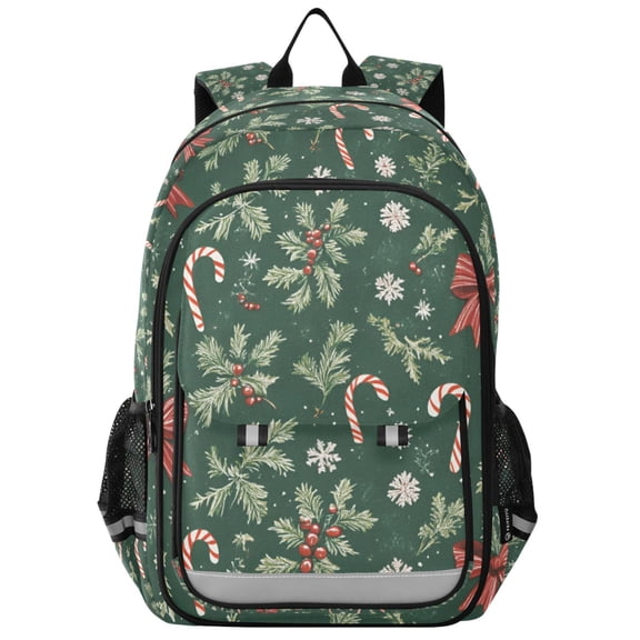 FORMRS Unisex School Backpack 17" Student Travel Bag with Laptop Compartment, Christmas Candy Cane