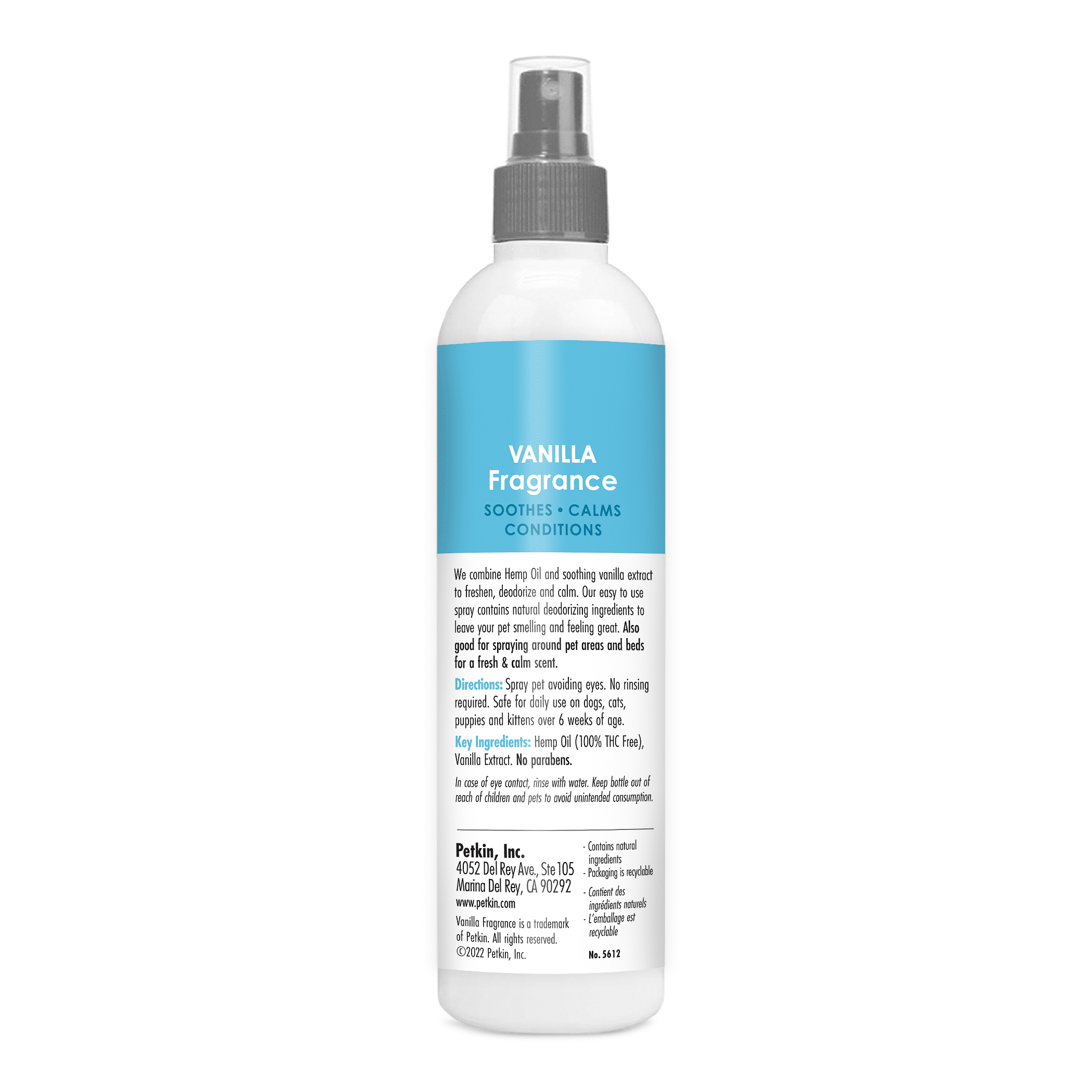 Petkin Vanilla Fragrance Infused with Hemp Oil for Dogs and Cats. 8 Fluid oz.