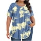 thumbnail image 1 of Tamaño Más Manga Corta Tops para las Mujeres Impreso Manga Corta Sólida Redonda Cuello Plegado Blusa, Poliéster Más Tamaño Superior, Lavado a Mano, 1 of 6
