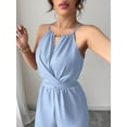 thumbnail image 5 of DORKASM Basic Jumpsuit Casual Waist Button Tie Jumpsuit For Women Light Blue S, 5 of 5