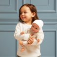 thumbnail image 2 of LullaBaby – Muñeca bebé de 14 pulgadas – Tono de piel oliva y ojos marrones – Cuerpo suave y conjunto extraíble – Gorro color marfil y accesorios para chupete – Juguetes para niños de 2 años en adelan, 2 of 5
