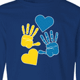 thumbnail image 4 of Inktastic Down Syndrome Awareness with Handprints and Hearts Blue and Yellow Long Sleeve Youth T-Shirt, 4 of 5