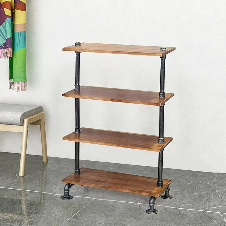 4 Tiers Industrial Free Standing Iron Pipe Shelving Storage
