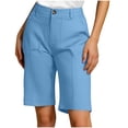 thumbnail image 3 of UVEASISHA Womens Golf Shorts Loose Fit Bermuda Shorts Flap Front Chino Shorts Dressy Casual Work Shorts with Pockets Pantalones de verano para mujer Light Blue M, 3 of 7