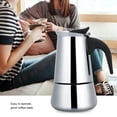 thumbnail image 3 of Stainless Steel Moka Pot Coffee Maker, Portable and , Great Taste, Home Office Use, Convenient Live, Save Time, 4 Capacity Options, Wide Bottom, Instructions Included, Ideal for, 3 of 7