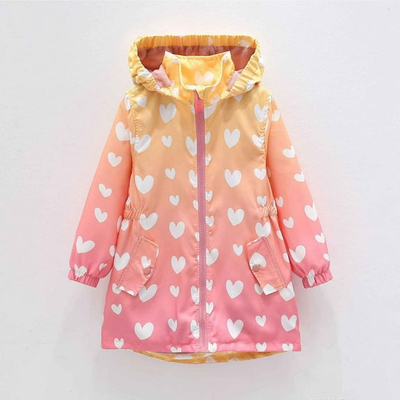 Girls' Outerwear Jackets Toddler Kids Girls Spring Fall Colorful Gradient Tie Dye Print Hooded Jacket Thicken Windproof Zipper Warm Outwear Toddler Coat Pink 3 Years-4 Years