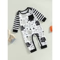 thumbnail image 3 of Bagilaanoe Newborn Baby Boys Casual Jumpsuit Print Long Sleeve Bodysuit 3M 6M 9M 12M 18M 24M Infant Patchwork One Piece Romper, 3 of 8