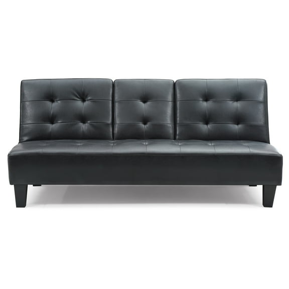 Passion Furniture PF-G140-S Richie 71 in. Armless Faux Leather Straight Sofa in Black