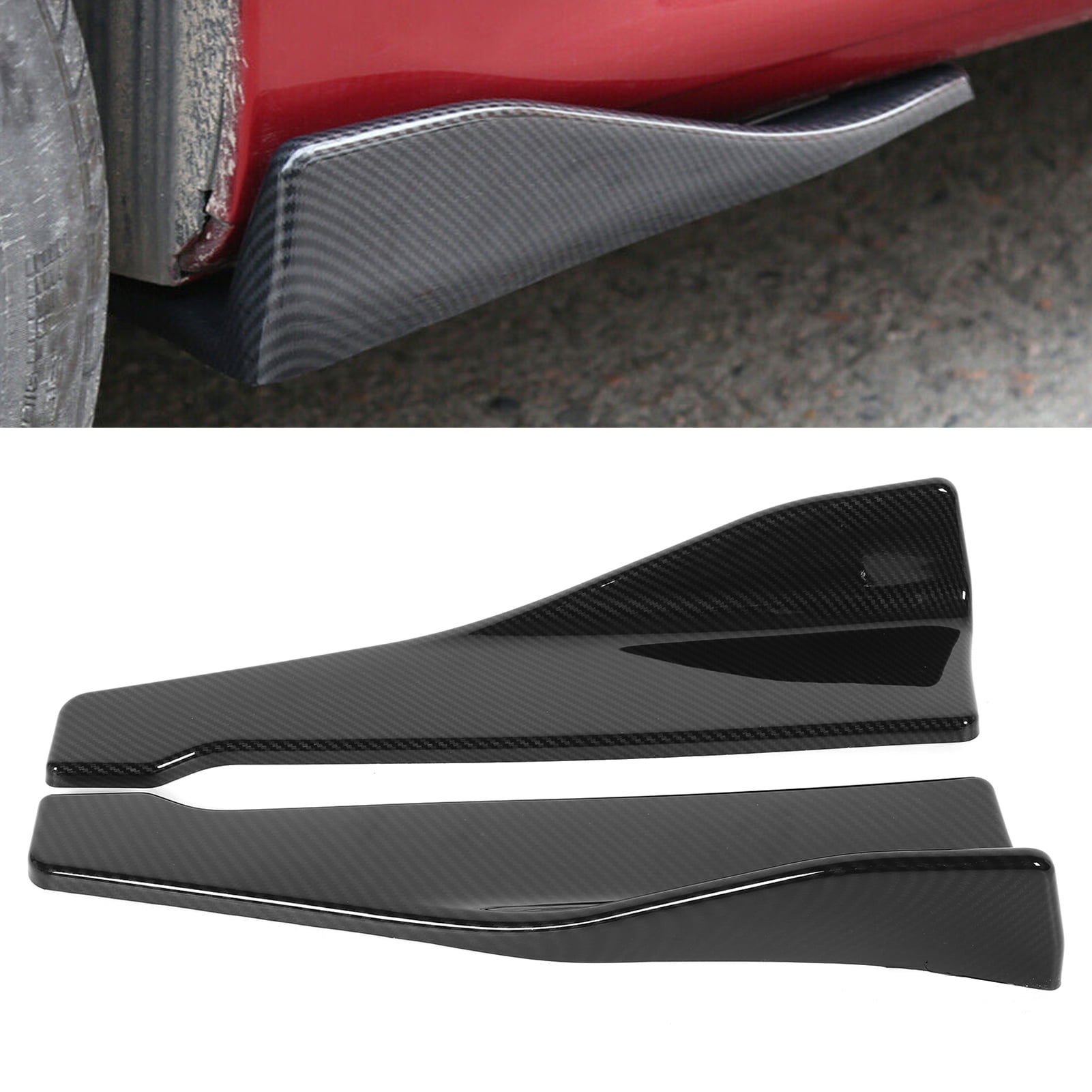 Car Side Skirt Extension Splitters Winglet Diffuser Rear Lip Glossy Black 48cm