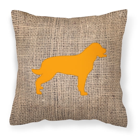 Carolines Treasures BB1111-BL-OR-PW1414 Labrador Burlap and Orange Canvas Fabric Decorative Pillow BB1111 14Hx14W