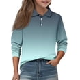 thumbnail image 2 of CCRFTGI Polo Shirts for Child Girls Size 8 Uniform Gradient Shirt Golf Tennis Pique Collared Polos Casual Long Sleeve Summer T-Shirts Mint Green 3-4 Years, 2 of 5