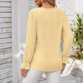 thumbnail image 6 of Ltctricy Women's T Shirts Ruffle Long Sleeve Lace Patchwork V Neck Eyelet Embroidered Tunic Tops Dressy Casual Blouses(Yellow,X-Large), 6 of 7