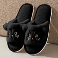 thumbnail image 6 of Yuanlong Women's Slippers Cartoon Cat Fuzzy Plush Open Toe Slide Slippers Soft Lined Non Warm Winter Indoor House Slippers, 6 of 6