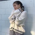 thumbnail image 1 of Women's Vintage Embroidered Star Oversized Cardigan Light Stretch Geometric Knit Sweater, 1 of 10