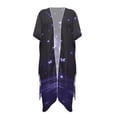 thumbnail image 4 of Xoenoiee Purple Butterfly Print Womens Kimono Cardigans Half Sleeve Oversized Beach Cover Up Cape Open Front Swimwear Beachwear for Swimming Pool Beach Vacation, 4 of 7