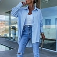 thumbnail image 2 of Yuyuzo Shirts for Women Striped Long Sleeve Turndown Collar Open Front Button Coats Fall Outwear, 2 of 6