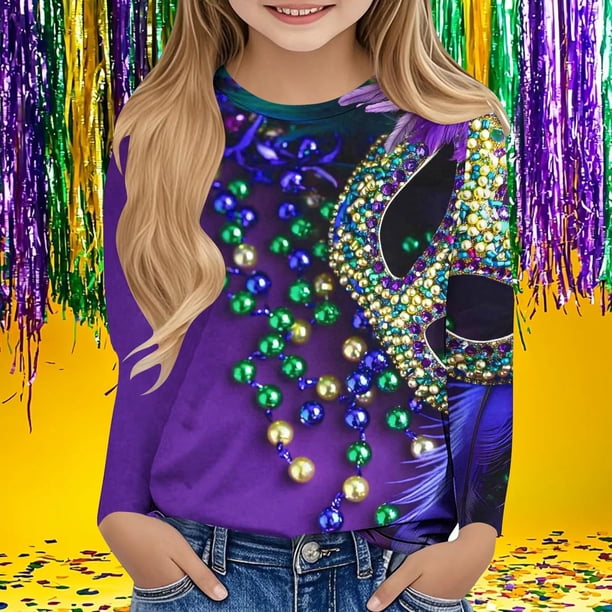 Blusas y camisas de manga larga con cuello redondo Camisas con estampados de manga larga Cuello redondo lindo Blusas casuales elegantes Ropa Camisas de cuello redondo Niña Top de poliéster
