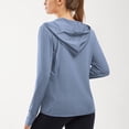 thumbnail image 5 of Sun Protection Hoodie for Womens Summer Front Zipper UPF 50+ Long Sleeve UV Spf Tee Shirts with Pockets Rash Guard Sun-Protective Clothing Quick Dry Athletic Stretch Shirts with Thumb Holes, 5 of 6