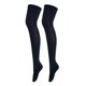 thumbnail image 1 of Calcetines hasta la rodilla con rayas brillantes, calentadores de piernas, medias de punto hasta el muslo, calcetines de cosplay Negro, 1 of 8