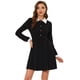 thumbnail image 1 of Vestido corto Allegra K manga larga cuello Peter Pan Negro M, 1 of 4