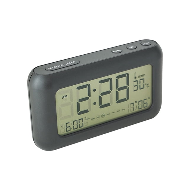 Lksixu 170 ° Wide Angle Display LCD Screen Electronic Clock Three Groups Of Alarm Clock, Day, Date And Temperature Display With Night Light, Rechargeable Electronic Clock Electronics for Home Office