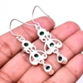 thumbnail image 2 of Malachite Multi Collet 925 Silver Plated Earring 1.95", Green Malachite Earring E_7995_352_31, 2 of 2