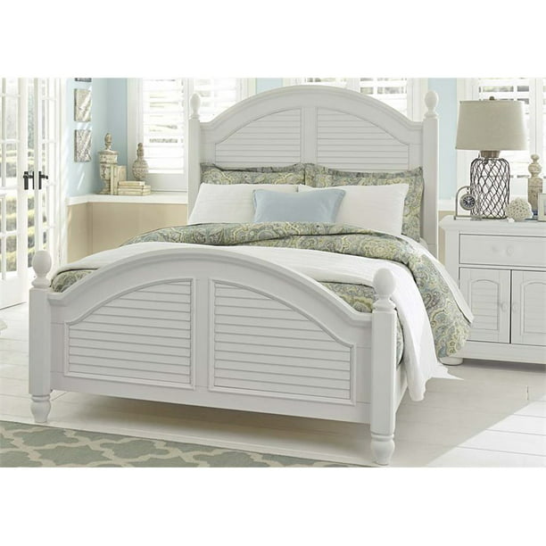 Queen Poster Bed In Oyster White, White Queen 4 Poster Bed Sheet