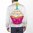 thumbnail image 3 of Birthday Cupcake with Candle Men's Stand Collar Sweater Long Sleeve Clothing Loose Fit Sports Sweater, 3 of 8