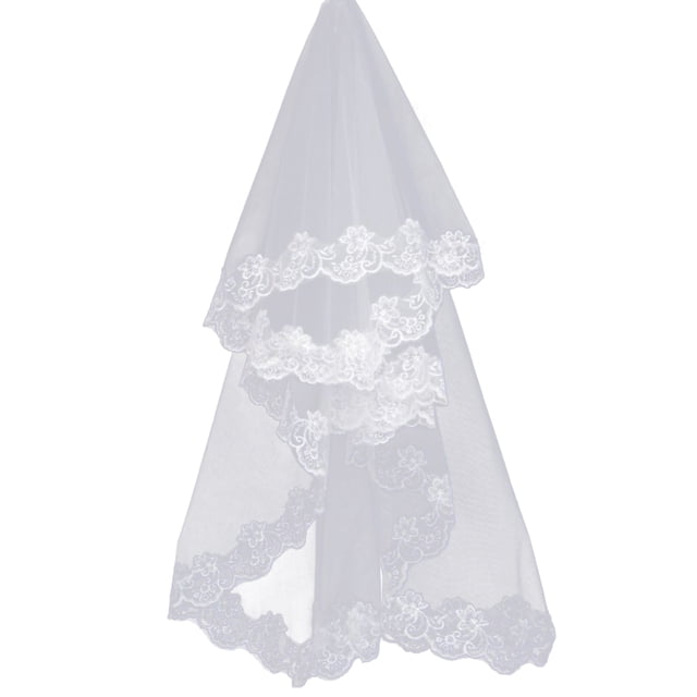 Nuevo velo largo de encaje para novia, gasa con lentejuelas, encaje, vestido blanco, accesorios de boda (blanco roto)