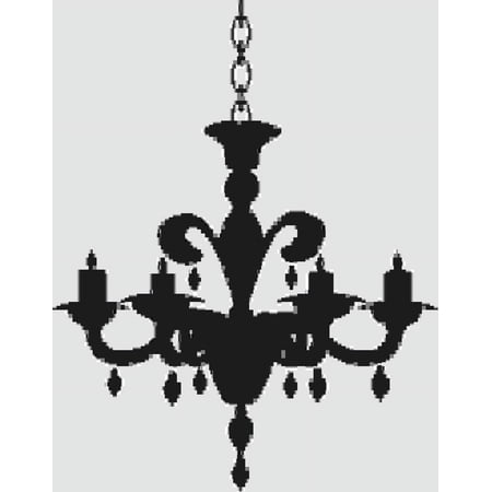 Chandelier Artwork for Home Vinyl Wall Decal - Simple Silhouette of a Hanging Furniture for Brightness Art for Living Room Wall Decoration - 25" x 25"