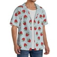 thumbnail image 2 of Uemuo Hand Drawn Strawberry Pattern Cotton Linen Short Sleeve Shirts,Casual Lightweight Button Down Shirts,Vacation Beach Summer Tops-Large, 2 of 7
