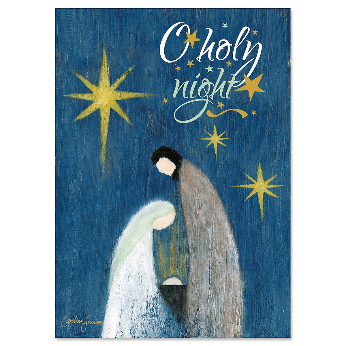 LPG Greetings Blue Star O Holy Night Box of 18 Religous Christmas Cards 