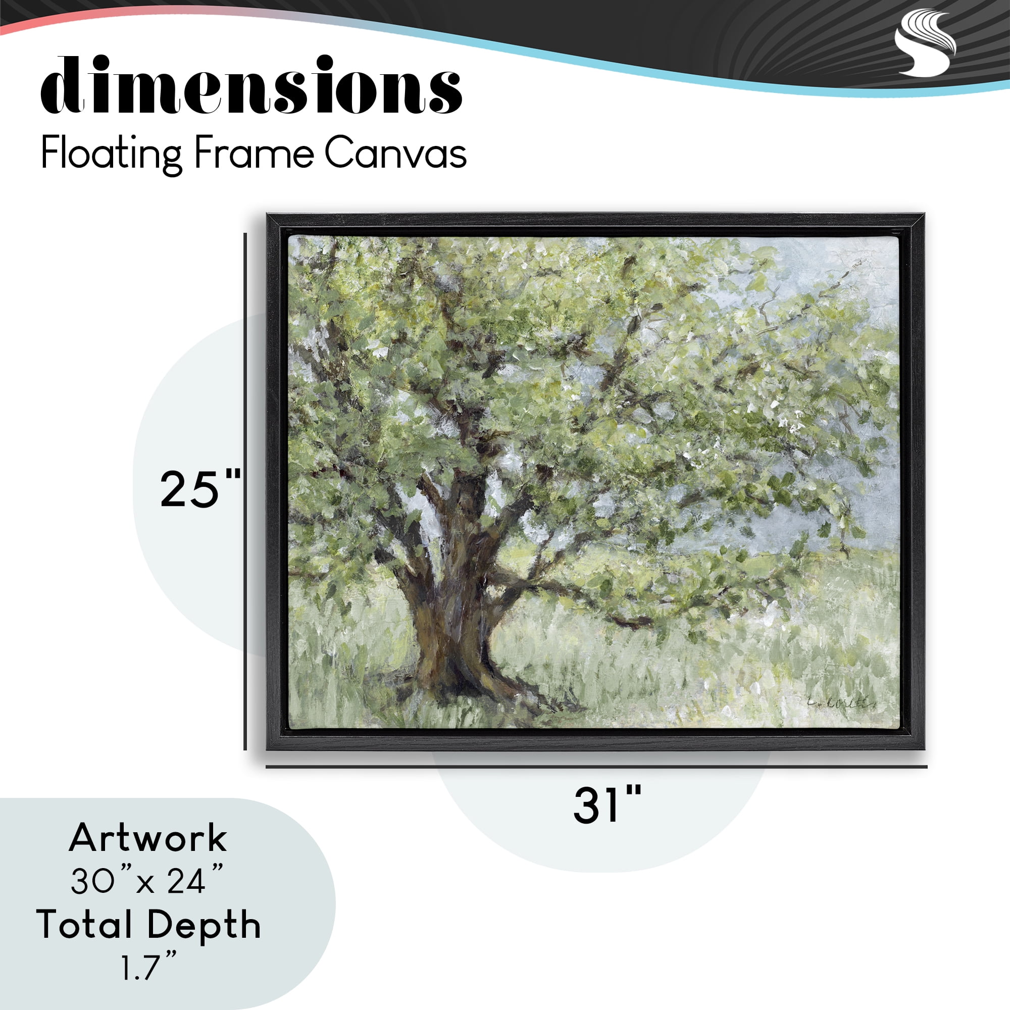 Stupell Industries Summer Oak Splendor Landscape Black Framed Floater Canvas Wall Art, design by Lanie Loreth