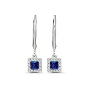 ARAIYA FINE JEWELRY Sterling Silver Diamond and Blue Sapphire Dangle Earrings for Female