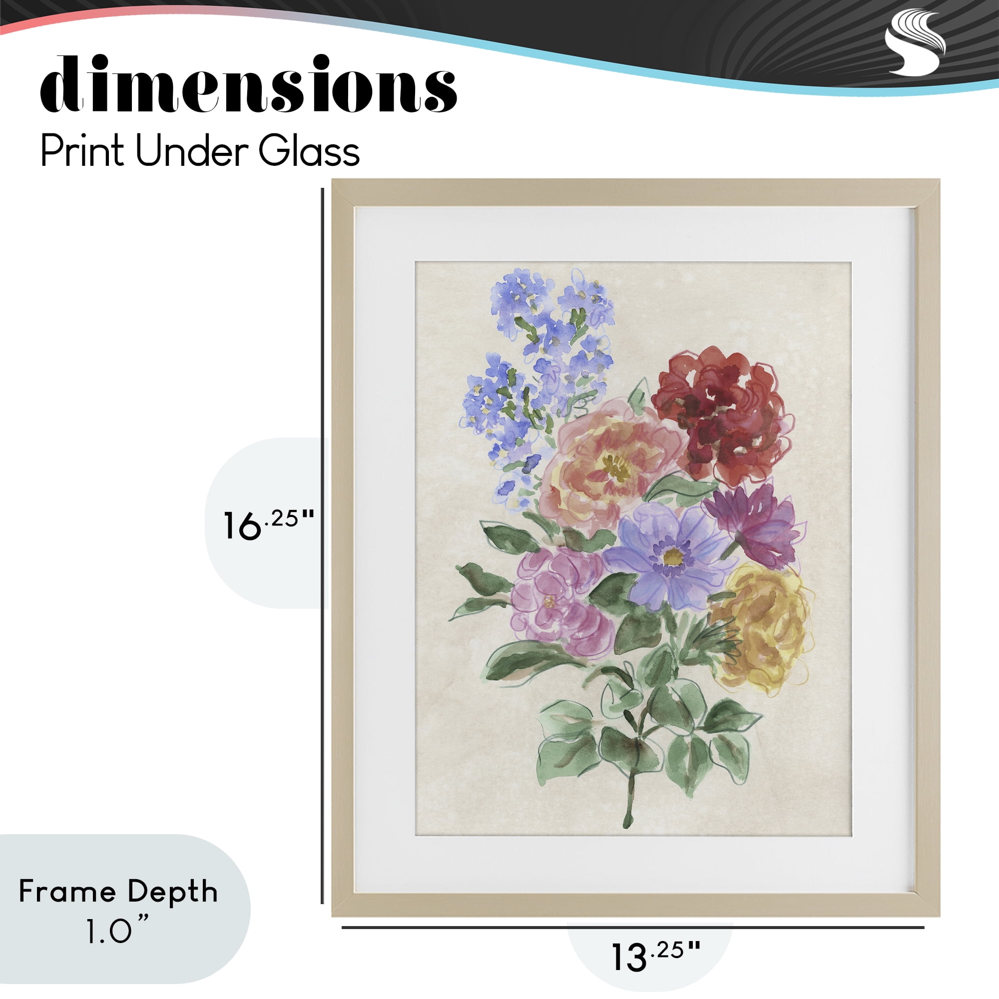 Stupell Industries Mixed Blooms on Parchment Birch Framed Print Under Glass, design by June Erica Vess