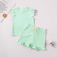 thumbnail image 2 of TOWED22 Toddler Infant Lovely Outfits 2pcs Tank Shirts Sleeveless Shorts Cute Summer Clothing Sets Sweet with Pockets(Light Green,4-5 Y), 2 of 4