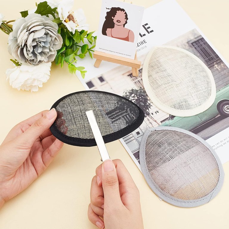 3PCS Teardrop Fascinator Hat Base 5x4 inch Linen Mesh  display picture 1