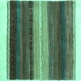 thumbnail image 1 of Ahgly Company Machine Washable Indoor Square Abstract Turquoise Blue Contemporary Area Rugs, 3' Square, 1 of 4