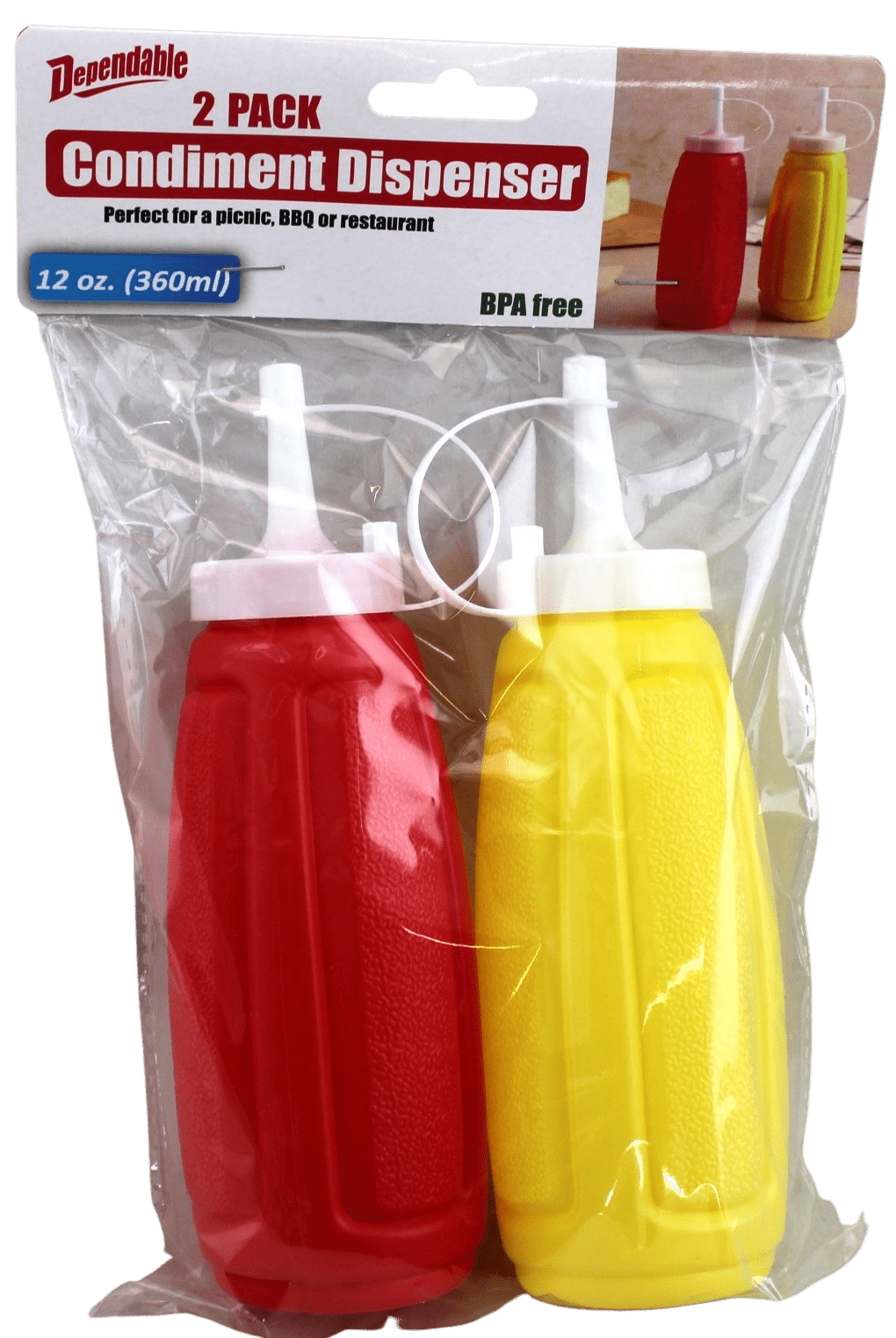 Square Plastic Condiment Dispenser Bottle - Large Diameter Squeeze Bottle For Ketchup, Mustard, Oil, Dressings