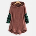 thumbnail image 2 of Womens Long Sleeve Fall Tops Cotton Plus Size Tops Women Casual Solid Color Plush Button Long Sleeve Hooded Plush Coat Top, 2 of 4