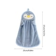 thumbnail image 2 of Blue Hand Towel Little Duck And Penguin Design Thickened Highly Absorbent Lint Free With Hanging Loop 37X25Cm 14.6X9.8In, 2 of 7