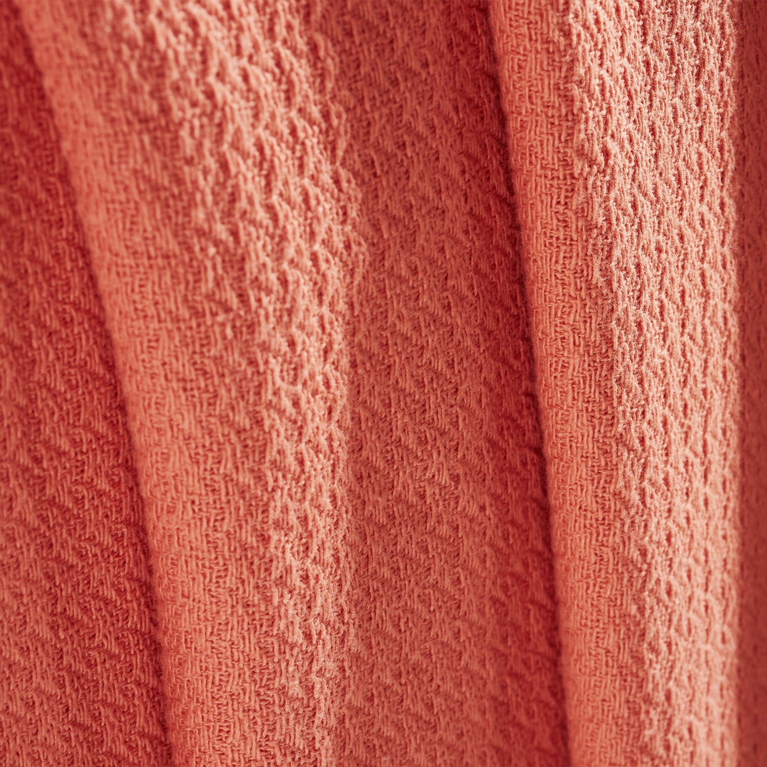 Superior Waffle Weave Knit Cotton Blanket, Full/ Queen, Coral