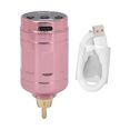 thumbnail image 1 of Fuente de alimentación inalámbrica para máquina de tatuajes de 2000 mAh, pantalla LCD digital, batería recargable de 4 a 12 V con conector RCA ajustable, color rosa, 1 of 15