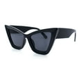 thumbnail image 6 of Womens Retro Large Gothic Cat Eye Thick Plastic Retro 80s Squared Sunglasses All Black, 6 of 8