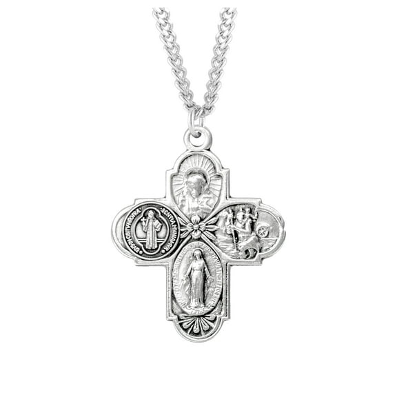 Saint Benedict Sterling Silver Four Way Medal
