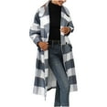 thumbnail image 1 of CEHVOM Mode Femmes Décontracté Poches Imprimé Manches Longues Hauts Veste Manteau à Carreaux Liquidation, 1 of 6