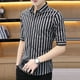 thumbnail image 2 of Camisas y blusas para hombre, de manga corta, de negocios, a rayas, para hombre, originales, de seda fresca con mangas, de alta calidad, nuevas en S Clothing, 2 of 5